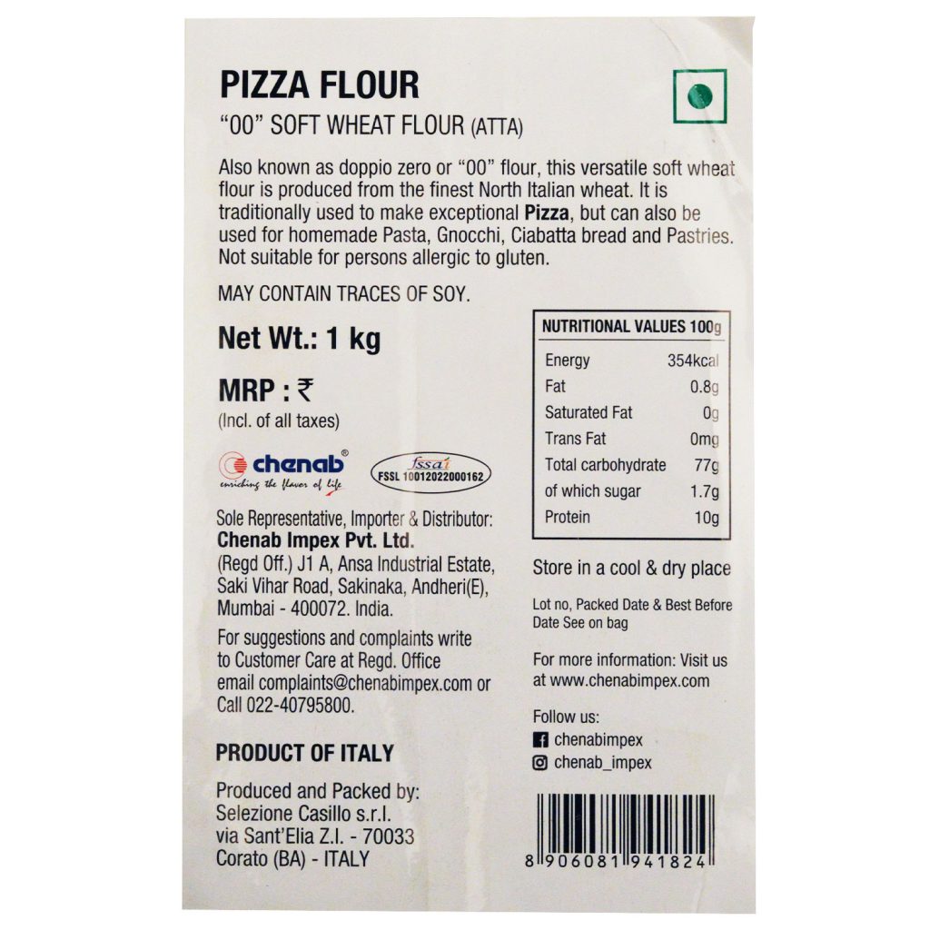 Casillo Soft Wheat Pizza Flour Type "00",1Kg Chenab Gourmet