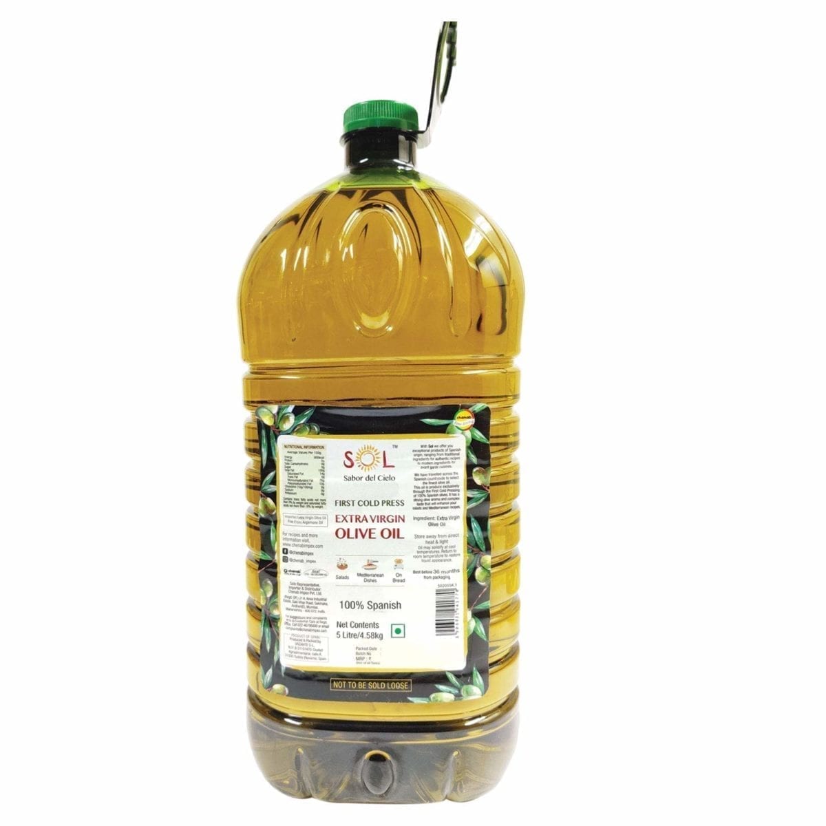 Sol 100 Spanish Extra Virgin Olive Oil Chenab Gourmet