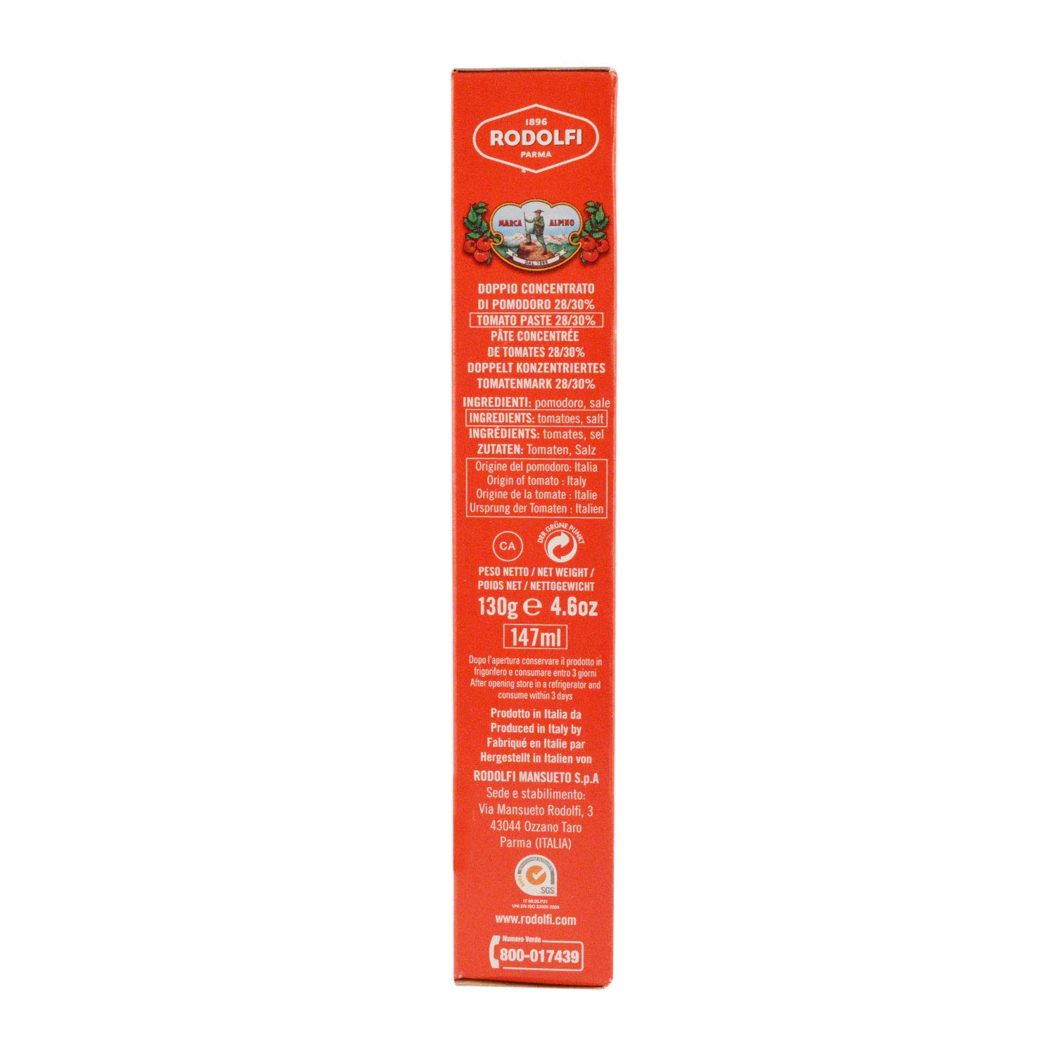 Rodolfi Tomato Puree Tube, 130g Chenab Gourmet