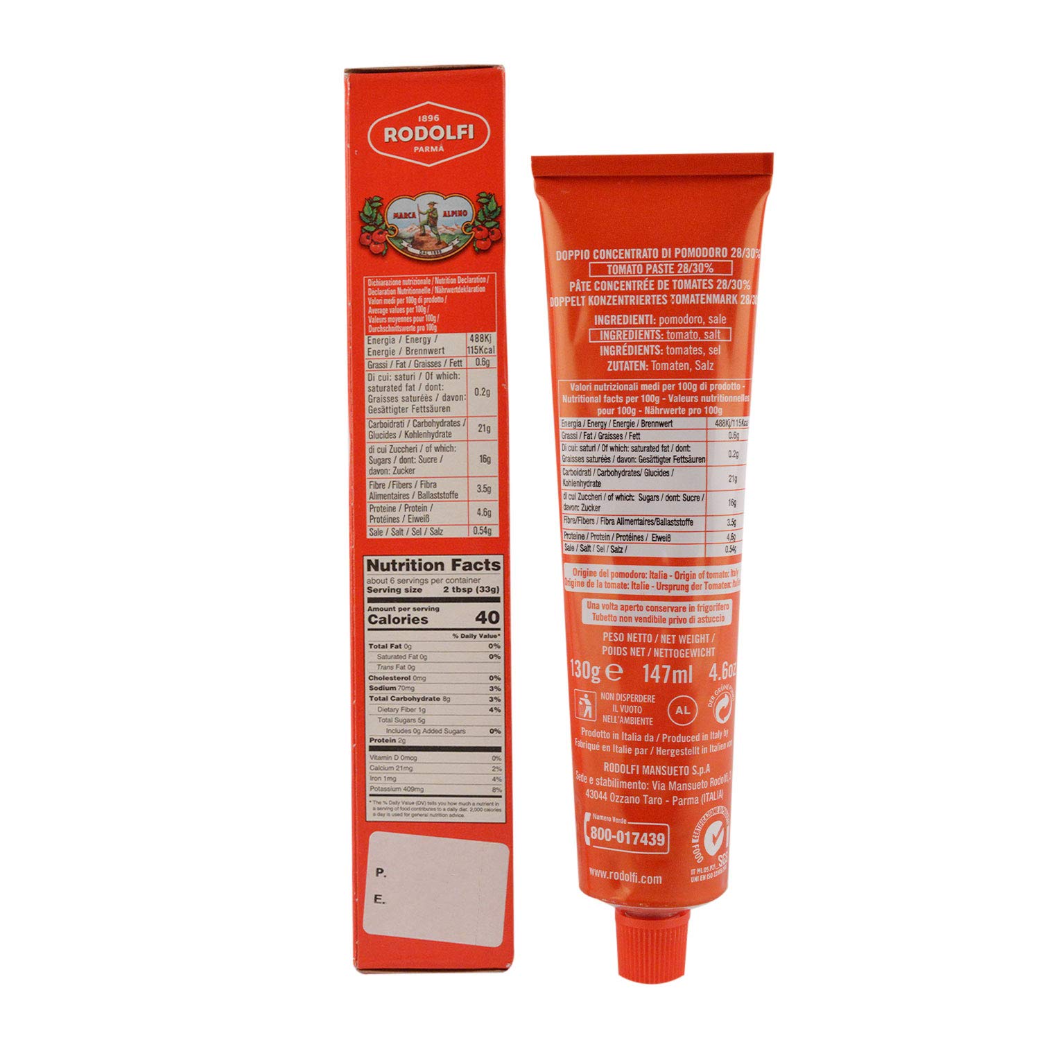 Rodolfi Tomato Puree Tube, 130g Chenab Gourmet