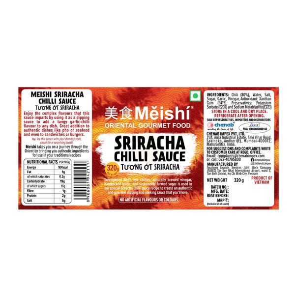 Meishi Sriracha Chilli Sauce,320g - Chenab Gourmet