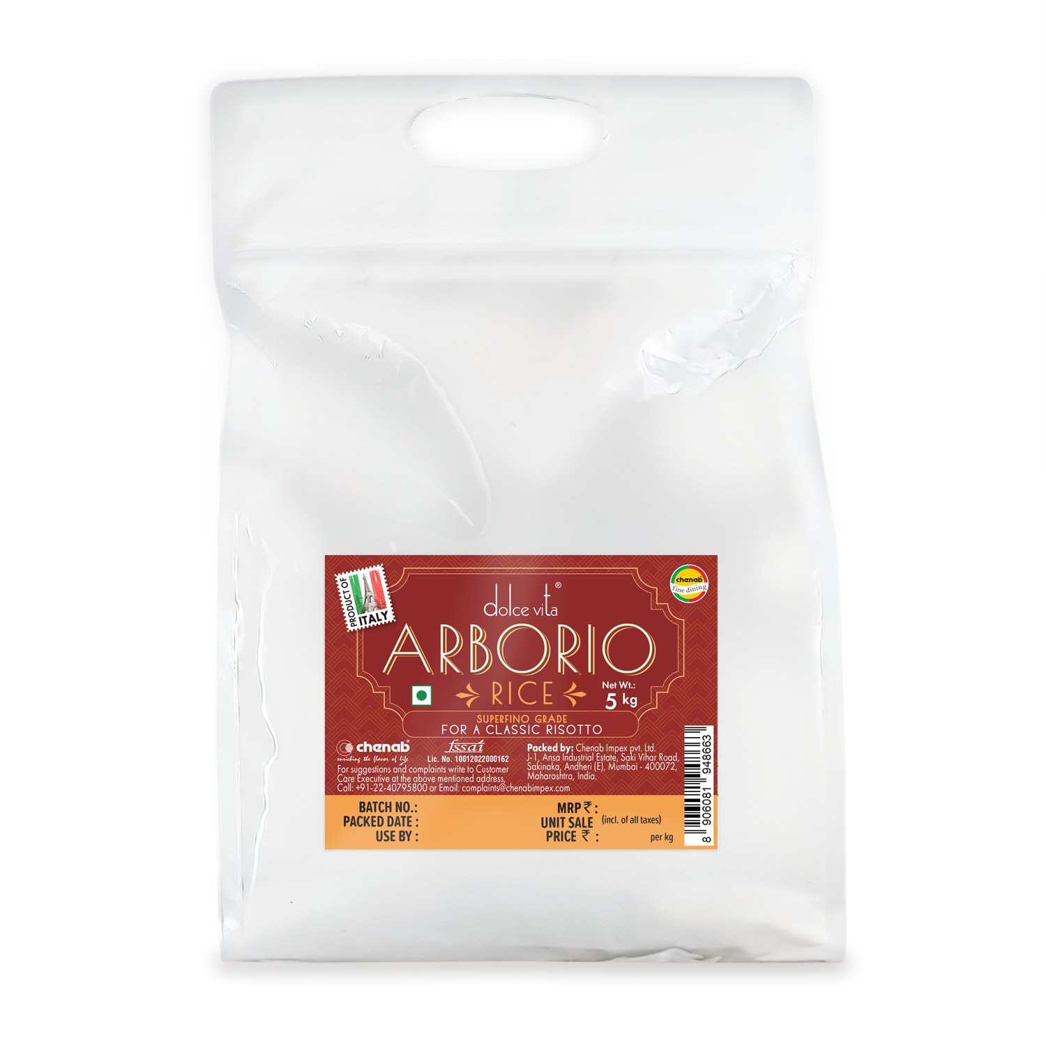 Dolce Vita Italian Superfino Arborio Rice Chenab Gourmet