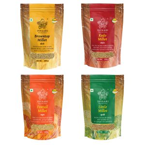 Isvaari Little Millet, Foxtail Millet, Browntop Millet and Kodo Millet, Pack of 4, 250g each